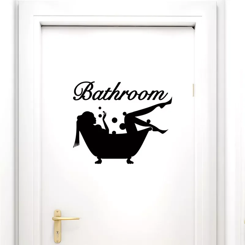 

Bathing Pattern Vinyl Stickers For Bathroom Shower Roon Door Decoration Creative Wall Mural Art Diy Home Decals
