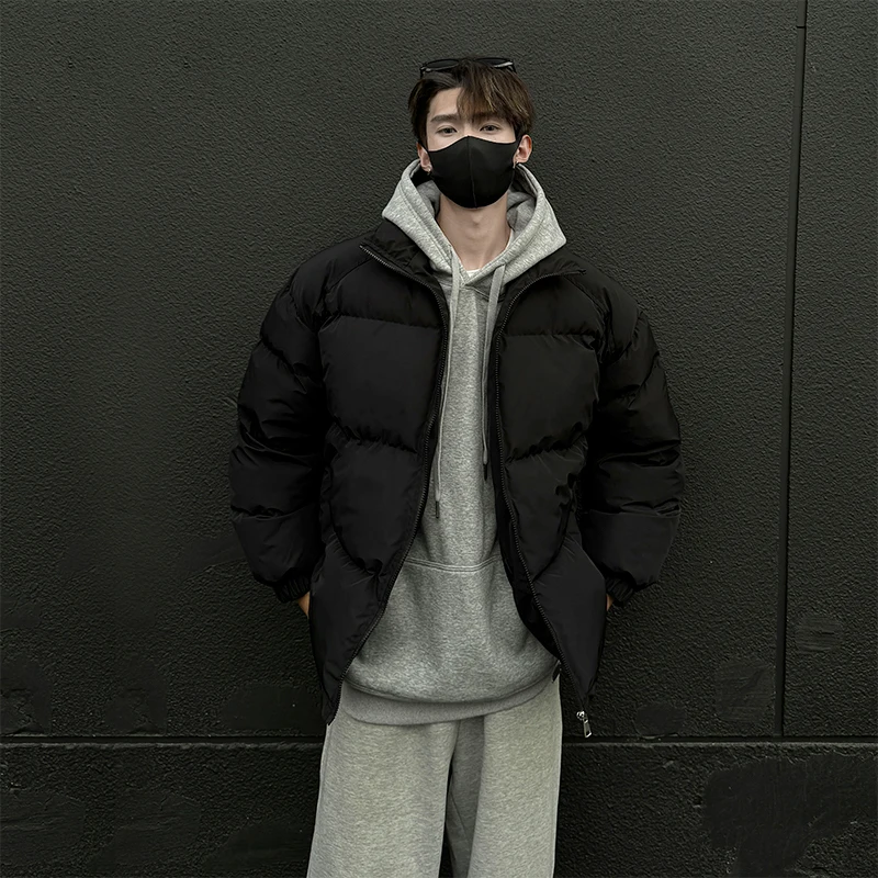 Куртка мужская зимняя однотонная модная теплая плотная уличная одежда Корейская