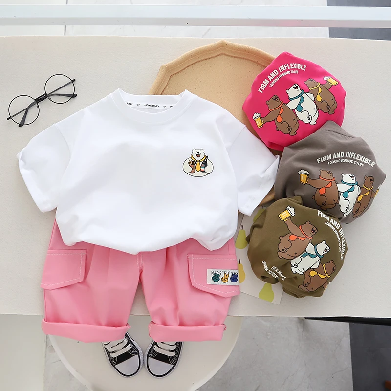 

2 шт., Детская футболка и шорты из чистого хлопка, на возраст 0-5 лет