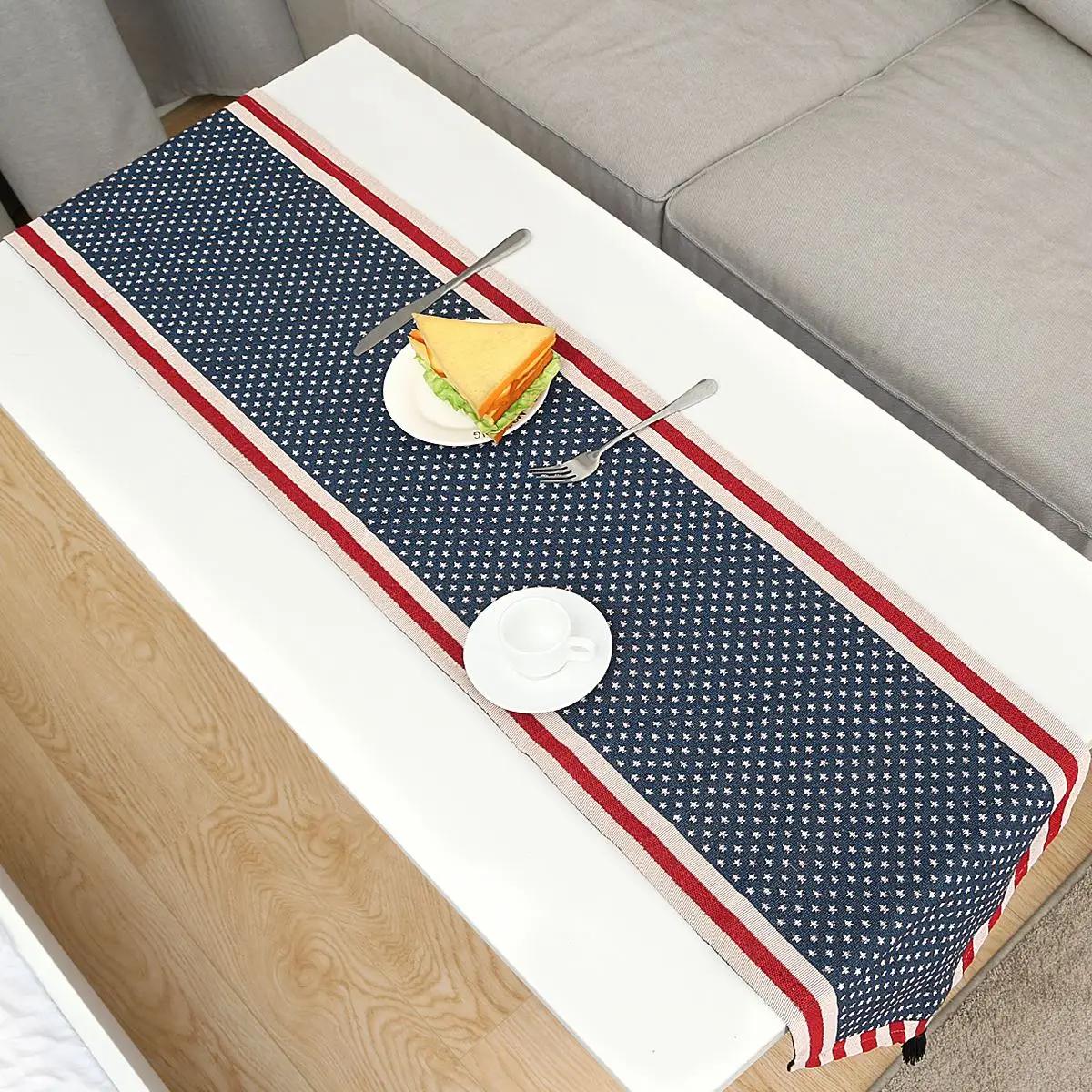 

LUOEM 33x180cm Table Runner American Flag Tablecloth Home Dining Room Kitchen Wedding Party Banquet Decor desktop decoration