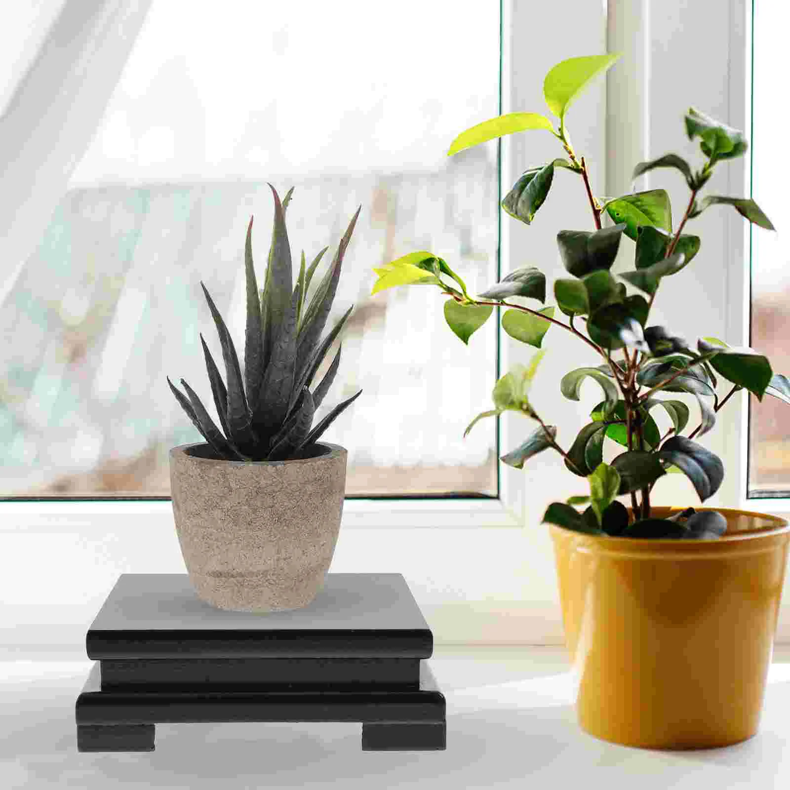 

Lamp Holder Square Base Small Indoor Pots Teapot Display Stand Wooden Desktop Ornament