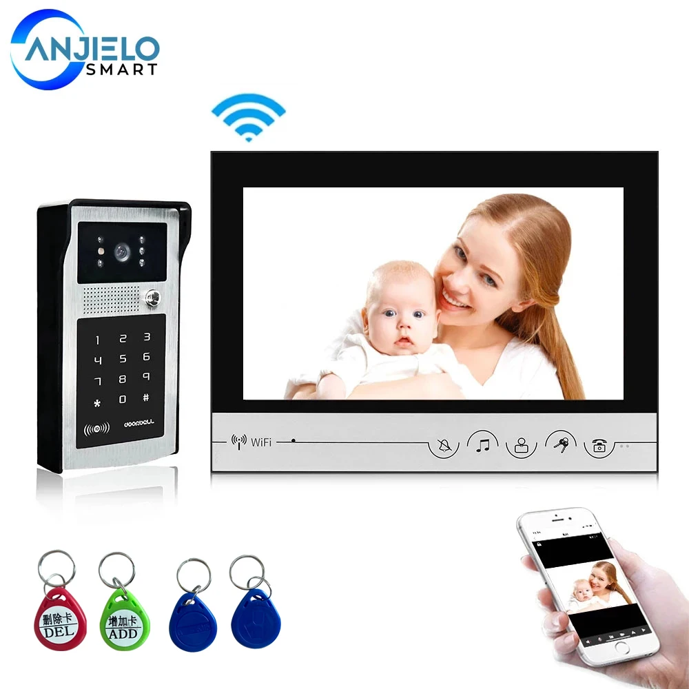 Smart Home 9 inch Video Door Phone Intercom System Night Vision Support RFID Key Password Unlock  APP Remote Control for Home