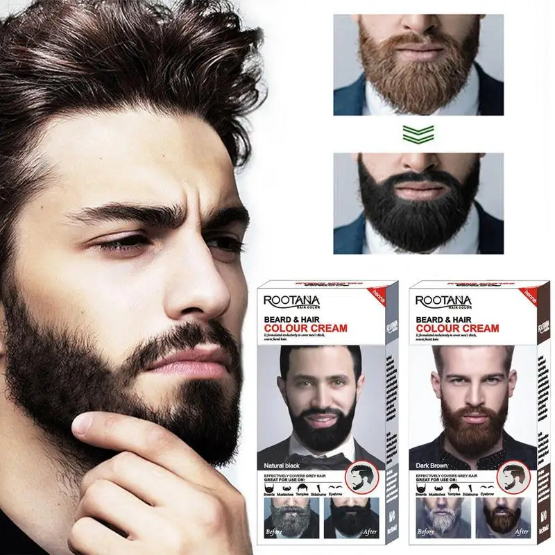 Semi-permanent Mustache Tint Men Beard Dye Cream Modelling Tool Hair Coloring Long Lasting Dyeing Balm