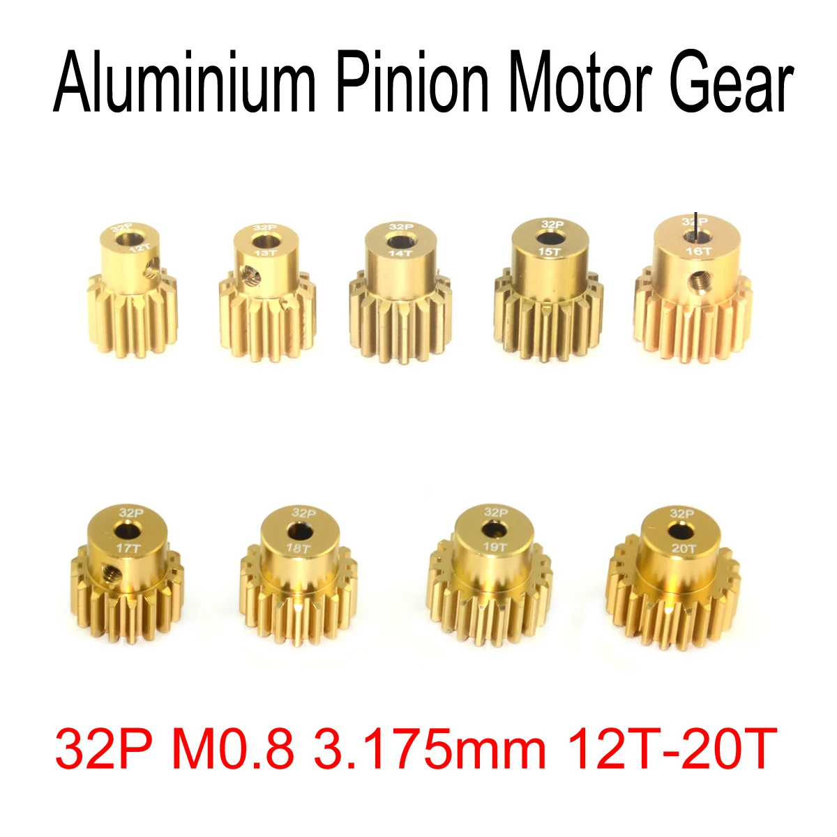 

32P M0.8 3.175mm 13T 14T 15T 16T 17T 18T 19T 20T 7075 Aluminum alloy Metal Pinion Motor Gear For 1/10 RC Model Car Motor gear