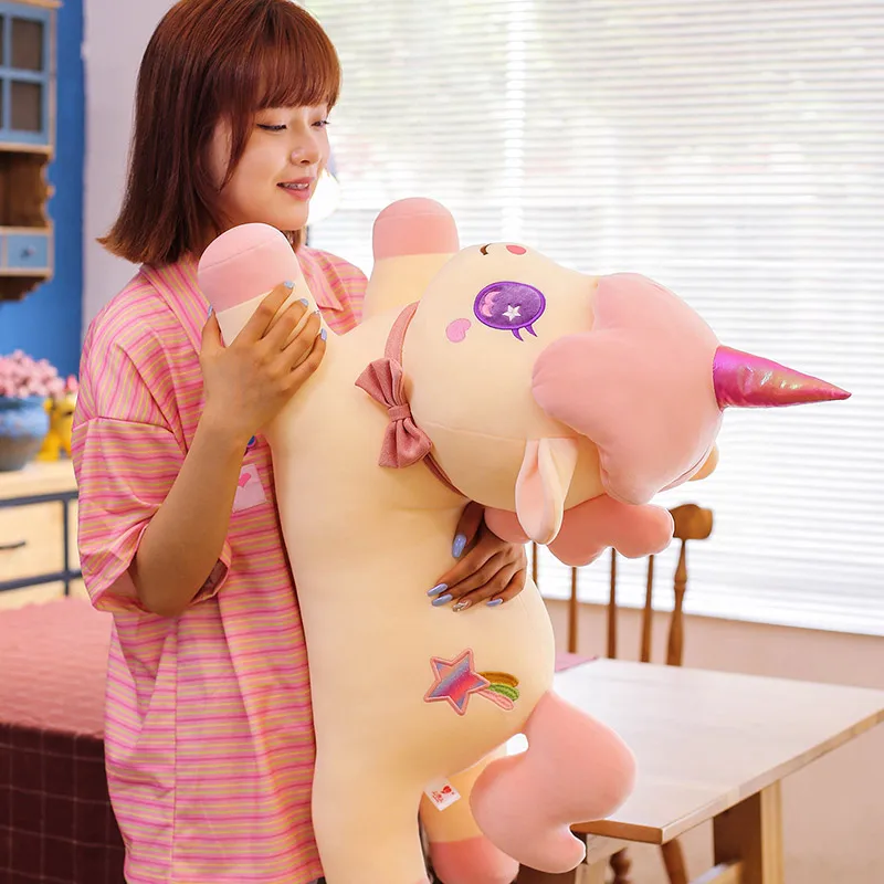 

85cm Cute Soft Magic Color Unicorn Stuffed Plush Toys Office Nap Pillow Home Comfort Cushion Child Decor Gift Doll