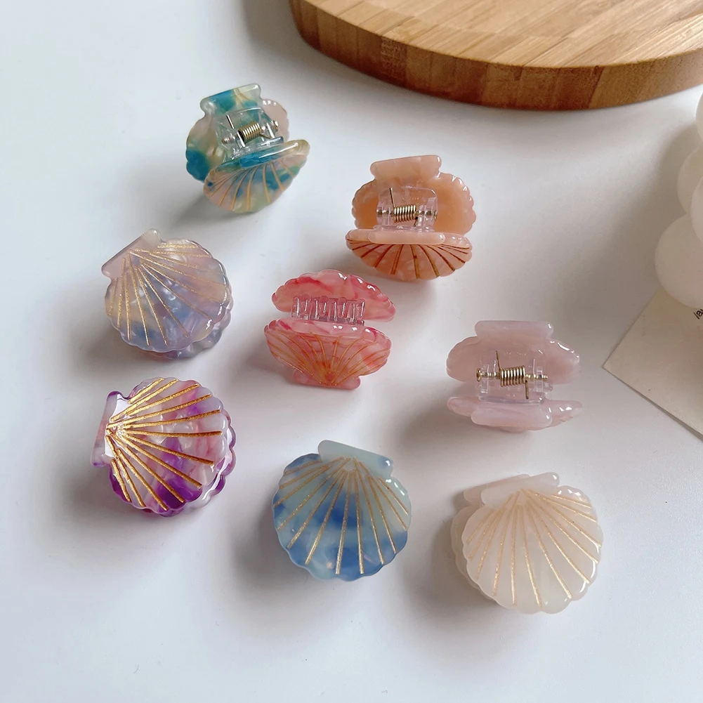 

1PC Shell Shape Hair Claws Acrylic Beach Hairpins Barrette Beauty Crab Hairgrip Headwear Styling Accessories Tool For Women Girl