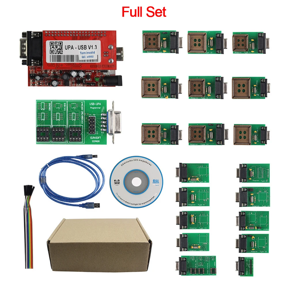 

Диагностический Инструмент UPA USB V1.3 Для Чип-тюнинга ЭБУ, 350 МБ, Полный Комплект Адаптеров, Поддержка EEPROM, Win10
