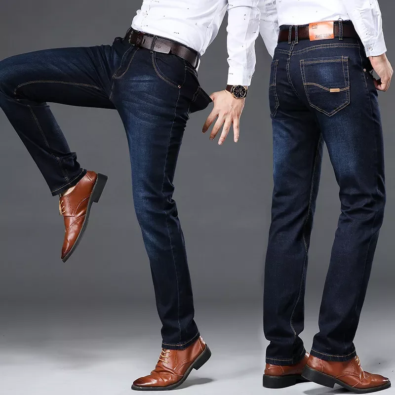New2022 44 Spring and Autumn New Classic Men's Large Size Jeans Fashion Business Casual Stretch Slim Black Blue Men's Br