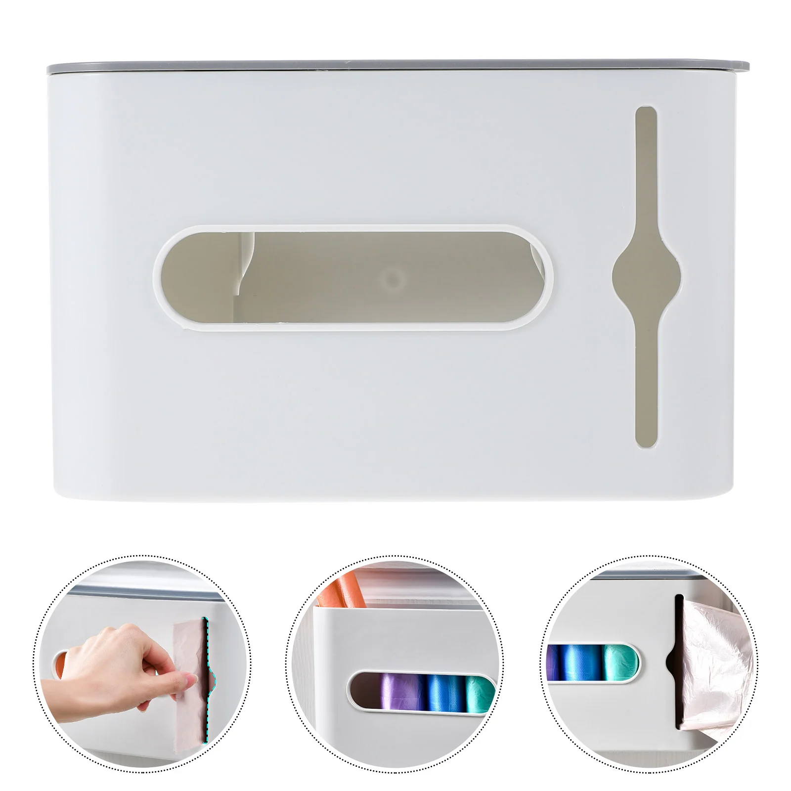 

Garbage Storage Box Plastic Holder Rubbish Case Wall-mounted Organizer Hanging Dispenser Disposable Shelf