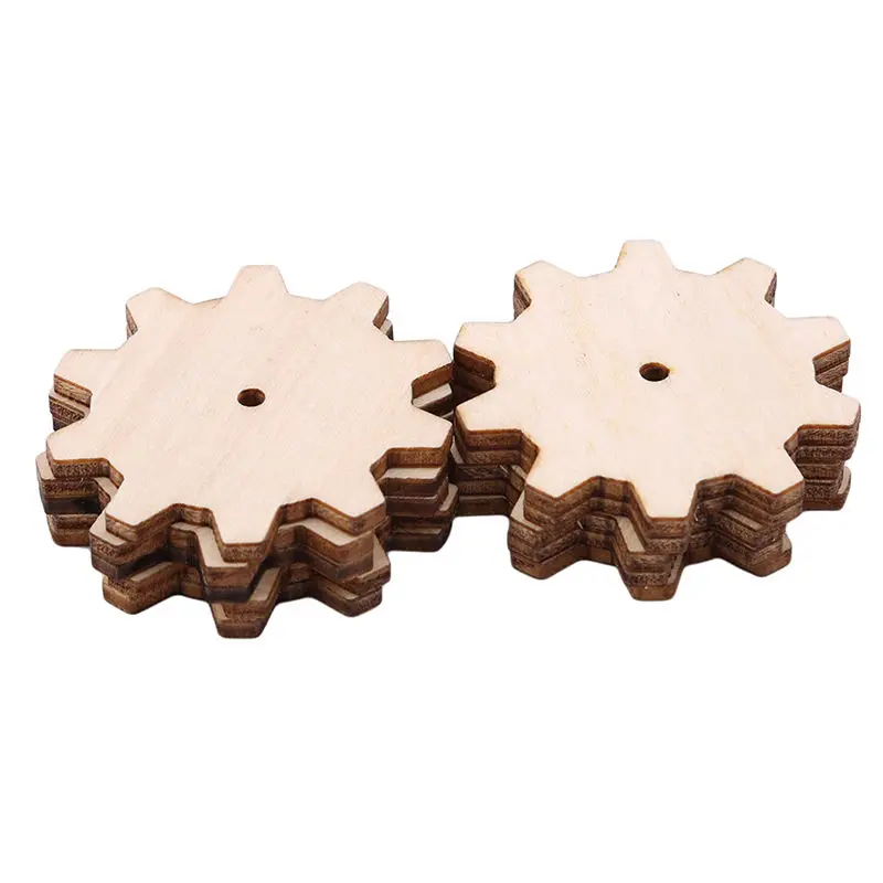 

10pcs Creative Unfinished Wood Gear Puzzle Hand Drawn Doodle Accessories For Board Game Pieces Arts Crafts Projects Ornaments