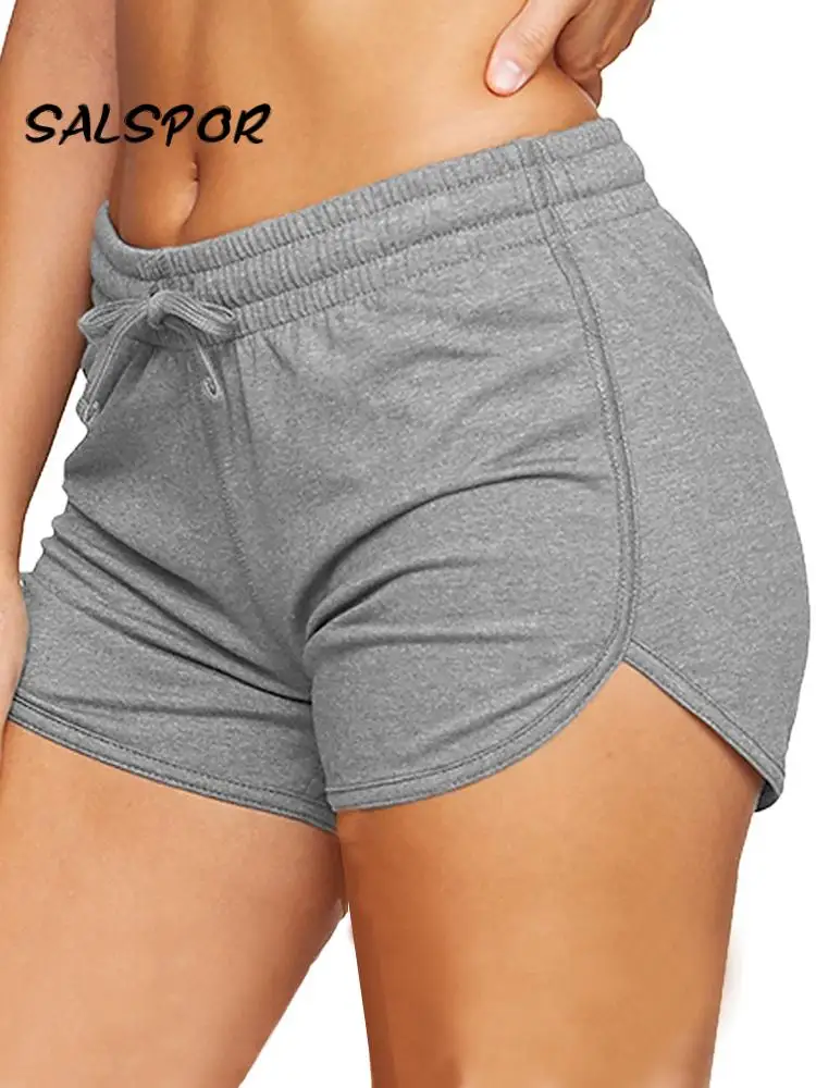 

SALSPOR Summer Women Shorts Causal Home Fitness Shorts High Waist Drawstring Running Cycling Women's Clothing Solid Color