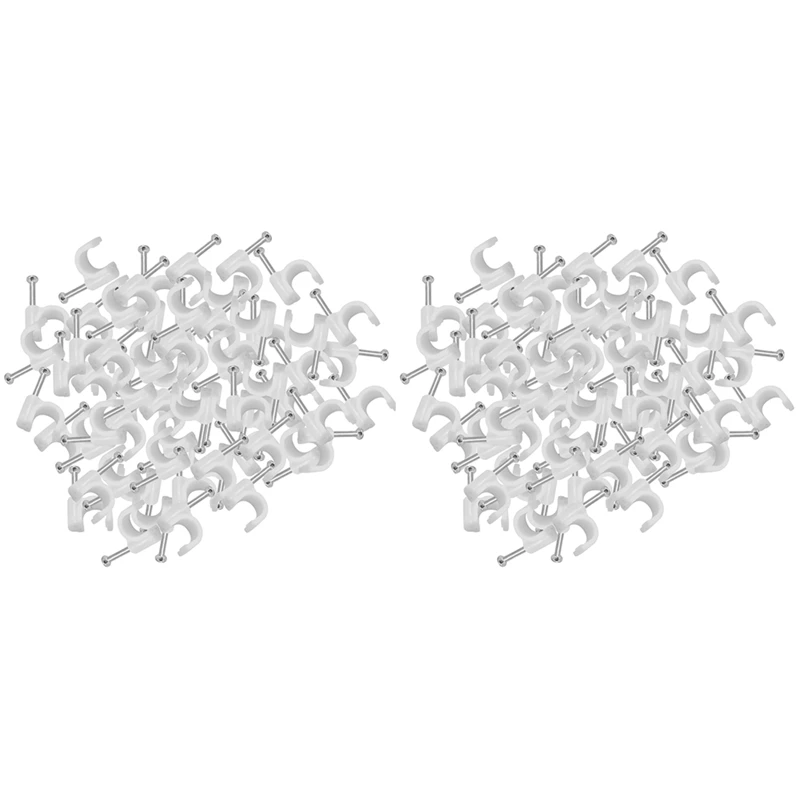 

600X Cable Staples Clip Wall Wire Nail Fixture For Ethernet Cable Rg6 Rg59 Cat5 Cat6 Rj45 TV Wire Cable 7Mm White