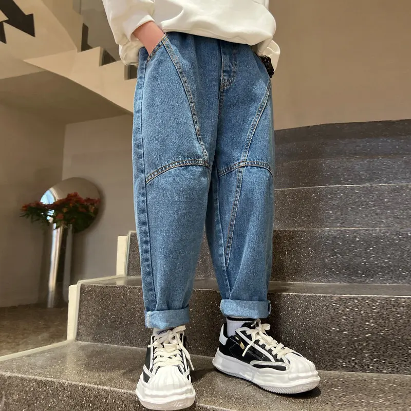 

Pencil Jeans for Kids Boys Denim Trousers Children School Casual Cotton Solid Color Clothes New Spring Korean Teenage Trousers