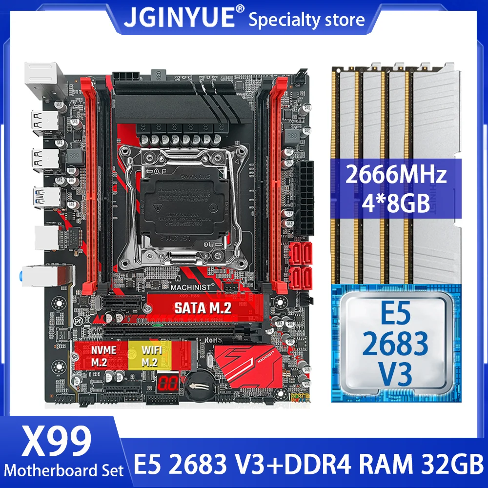

Комплект материнской платы MACHINIST X99 LGA 2011-3 Combo с процессором Xeon E5 2683 V4 32 ГБ = 4*8 ГБ DDR4 RAM Memory NVME M.2