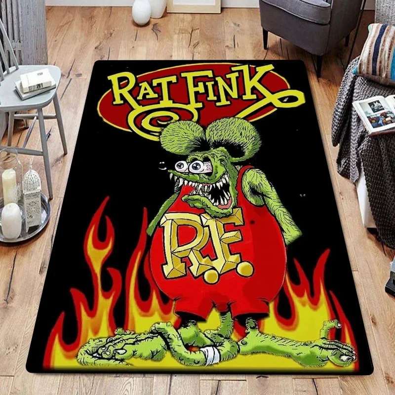 Фото Забавные коврики для комнаты, ковры для ног, R-Rat Fink, входной коврик, кавайный ковер, напольные коврики, коврик для ванной, кухонный ковер для прихожей, домашний декор №1