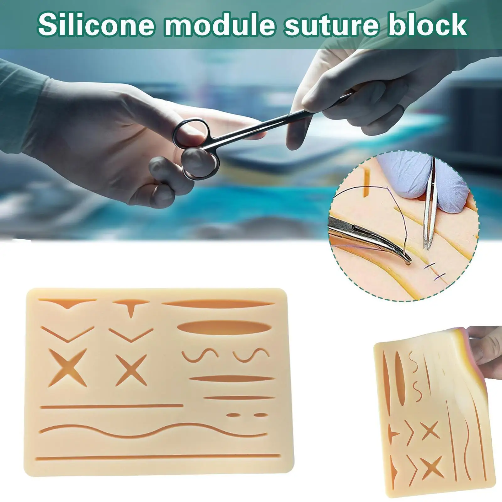 

Билобальный модуль швов для кожи вокруг глаз, силиконовый модуль, блок швов, модель человеческой травматической кожи, обучающее оборудован...