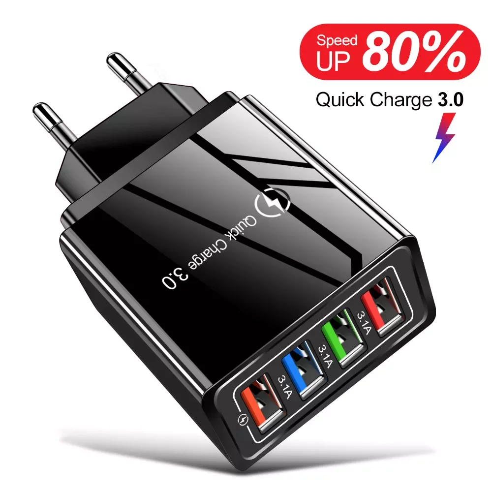 

4-USB Port Power Bank Case Kit 6x18650 Battery Charger LED Bulb for Cell Phone