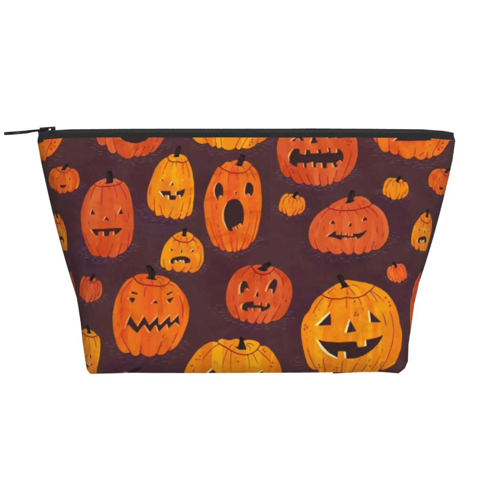 

Cartoon Pumpkins Cute Trapezoid Daily Storage Bag Polyester Halloween Holiday Packaging Dorm Room Side Bag for Ladies