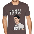 Футболка мужская оверсайз с принтом Archer Bobs, хлопковая рубашка с рисунком гамбургера, с принтом в стиле аниме, кофейный цвет