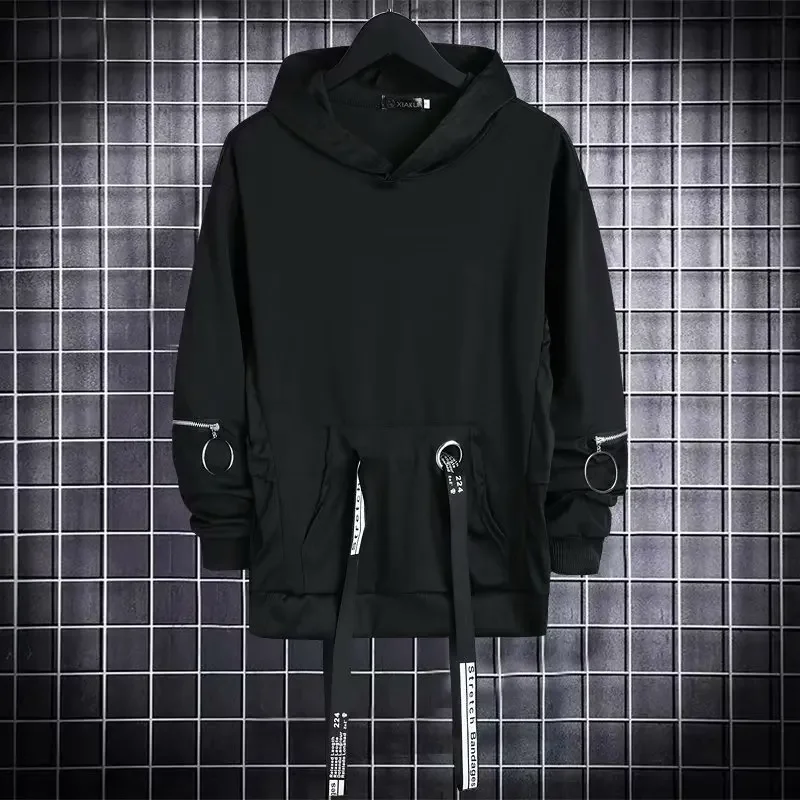 

Stylish Gothic Thinly Hoodies for Men Y2k Punk Streetwear Techwear Harajuku Korean Trendy Men Clothing Hip Hop Loose Hoodies
