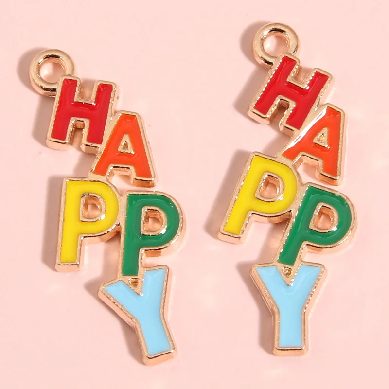 Забавные эмалевые Подвески в виде надписи «сделай сам» для ожерелий, сережек ручной работы, аксессуары для изготовления ювелирных изделий, 10 шт., золотой цвет, 29 х11 мм