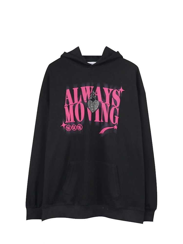 

2022 Women American Vintage Harajuku Pocket Pullovers Oversize Streetwear Sweatshirts Hoodies Hip-pop Gothic Clothes Casual Tide