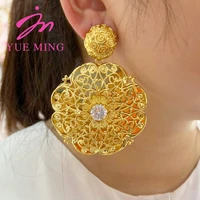 drop earring for women18k gold plated flower shape earrings african dubai fashion jewelry accessories for party wedding
