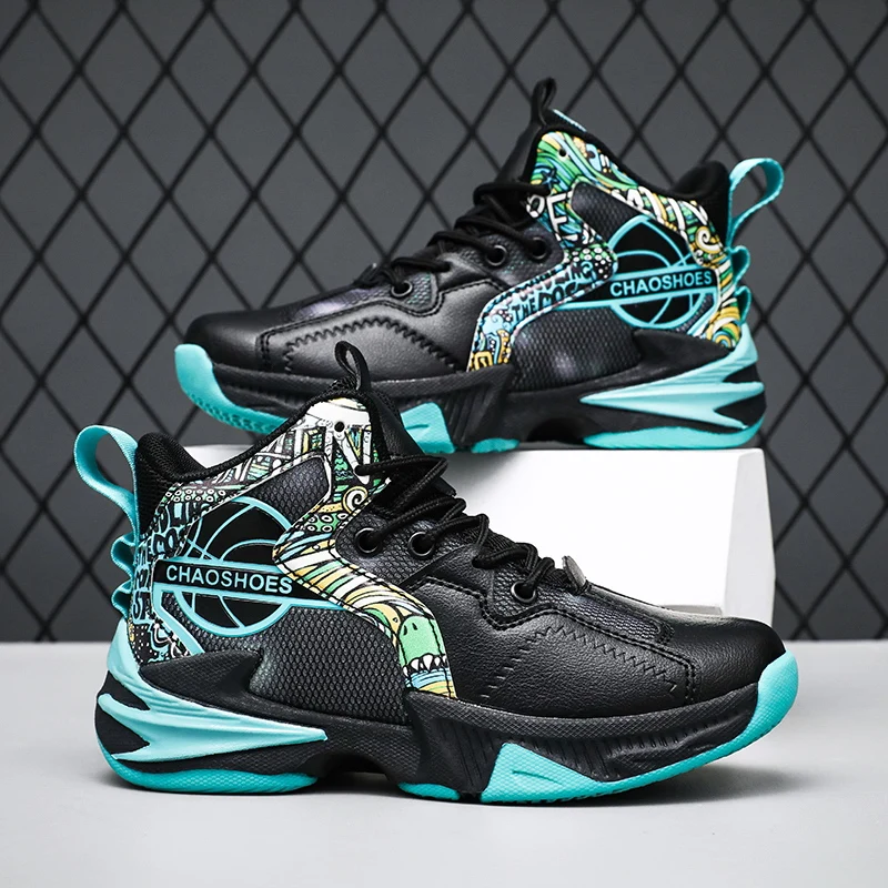 Size 31-40 Leather Kids Basketball Shoes Spring Children's Fashion Sports Shoes Non-slip Kids Sneakers Child Boys Tenis Shoes