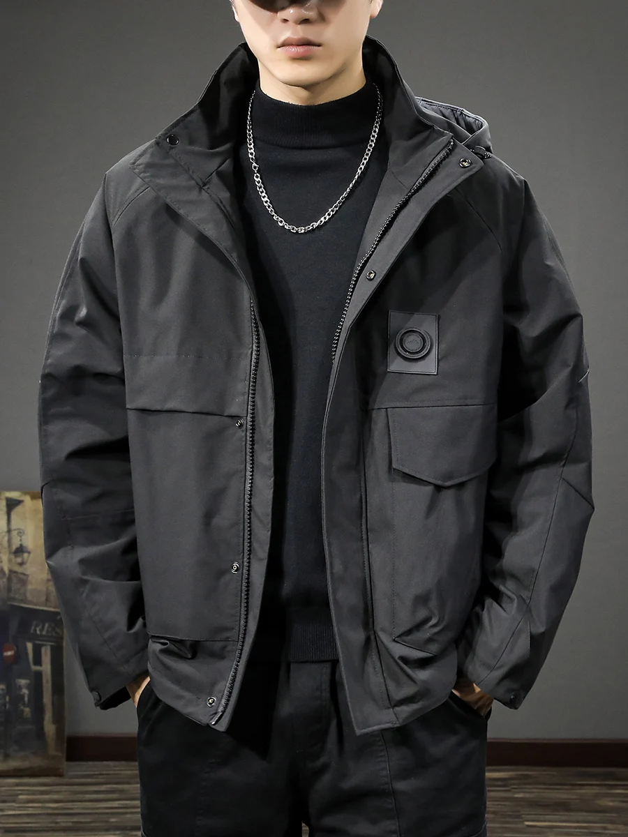 Осенне-зимняя новая уличная водонепроницаемая куртка-карго с капюшоном мужская