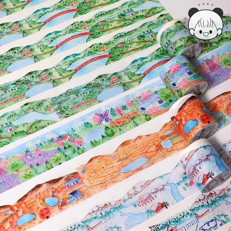 

New Kawaii seasons scenery Special-shaped Landscaping Washi Tape Journal DIY Decotative Masking Tapes Stationery