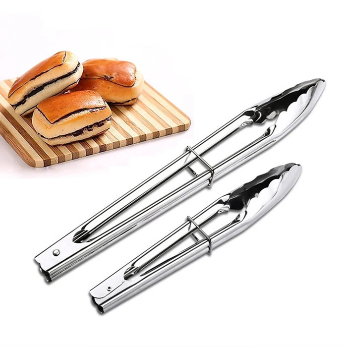 

Stainless Steel 7 Inch Food Tongs Anti Heat Bread Clip Pastry Clamp Buffet BBQ Salad Barbecue Clamp Tong Kitchen Cooking Tool