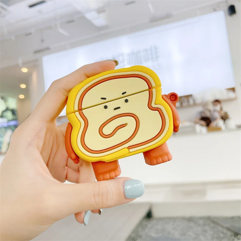 

Kawaii 3D Egg Toast Cartoon Earphone Case For Airpods 3 Pro With keychain Cute Headphone Soft Cover For Airpods 1 2 Charging Box