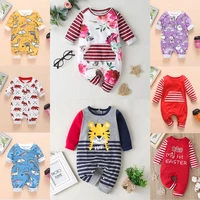 new newborn baby clothes boys girls romper floral dinosaur car printed long sleeve cotton romper kids jumpsuit playsuit outfits