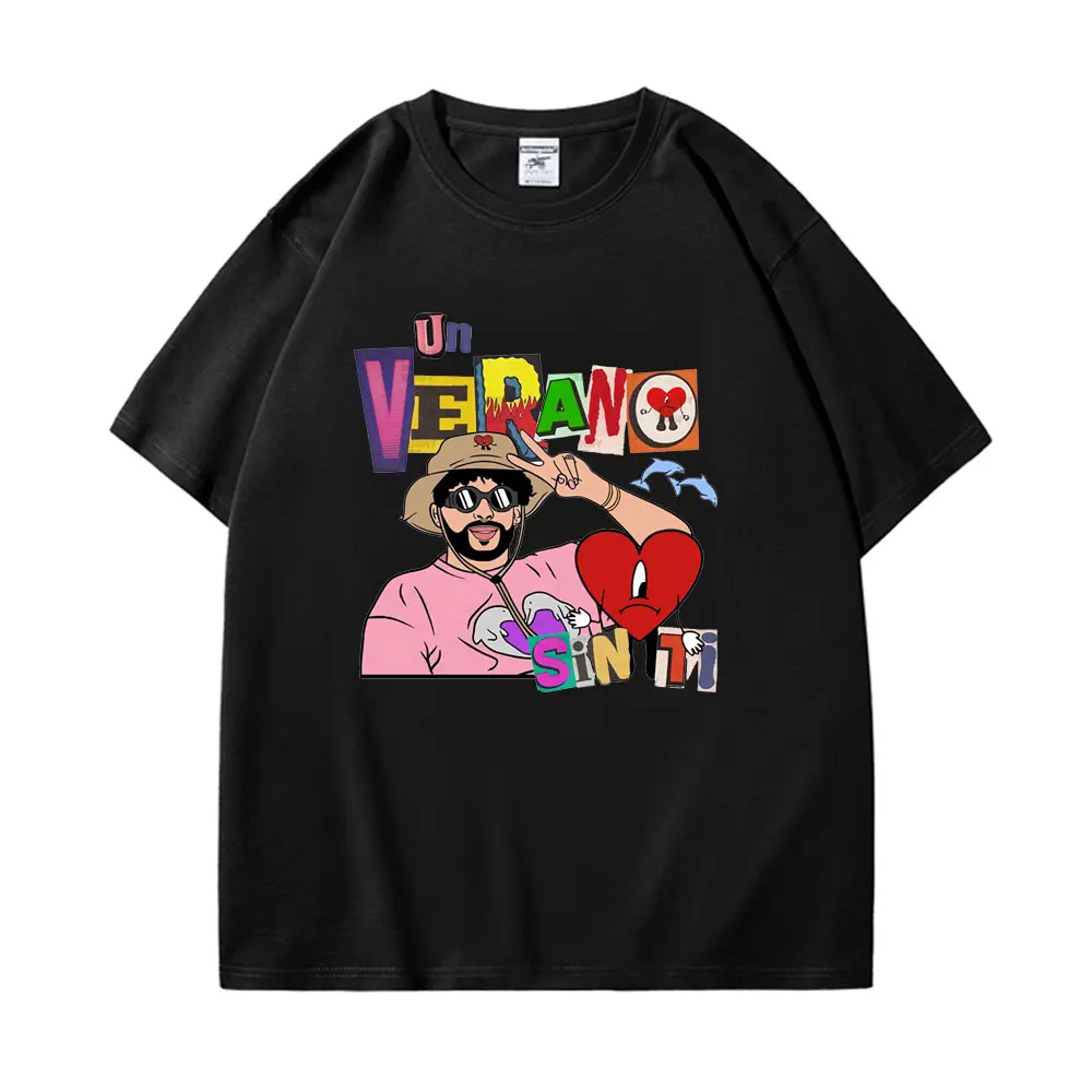 

Rapper Bad Bunny Prints T Shirts Men Women Hip Hop Casual Short Sleeve T Shirt Unisex Summer Fashion Oversized Tees Streetwear