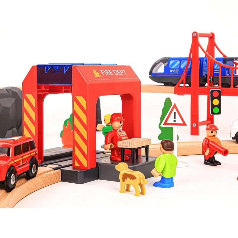 

Wooden Track Train Set Wooden Railway Car Educational Puzzle Toys Compatible Brand Wooden Track Toys For Boy Gifts