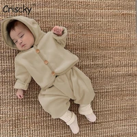 criscky toddler baby boy girl clothes set newborn girls outfit solid color hoodie top pants autumn winter new born fashion