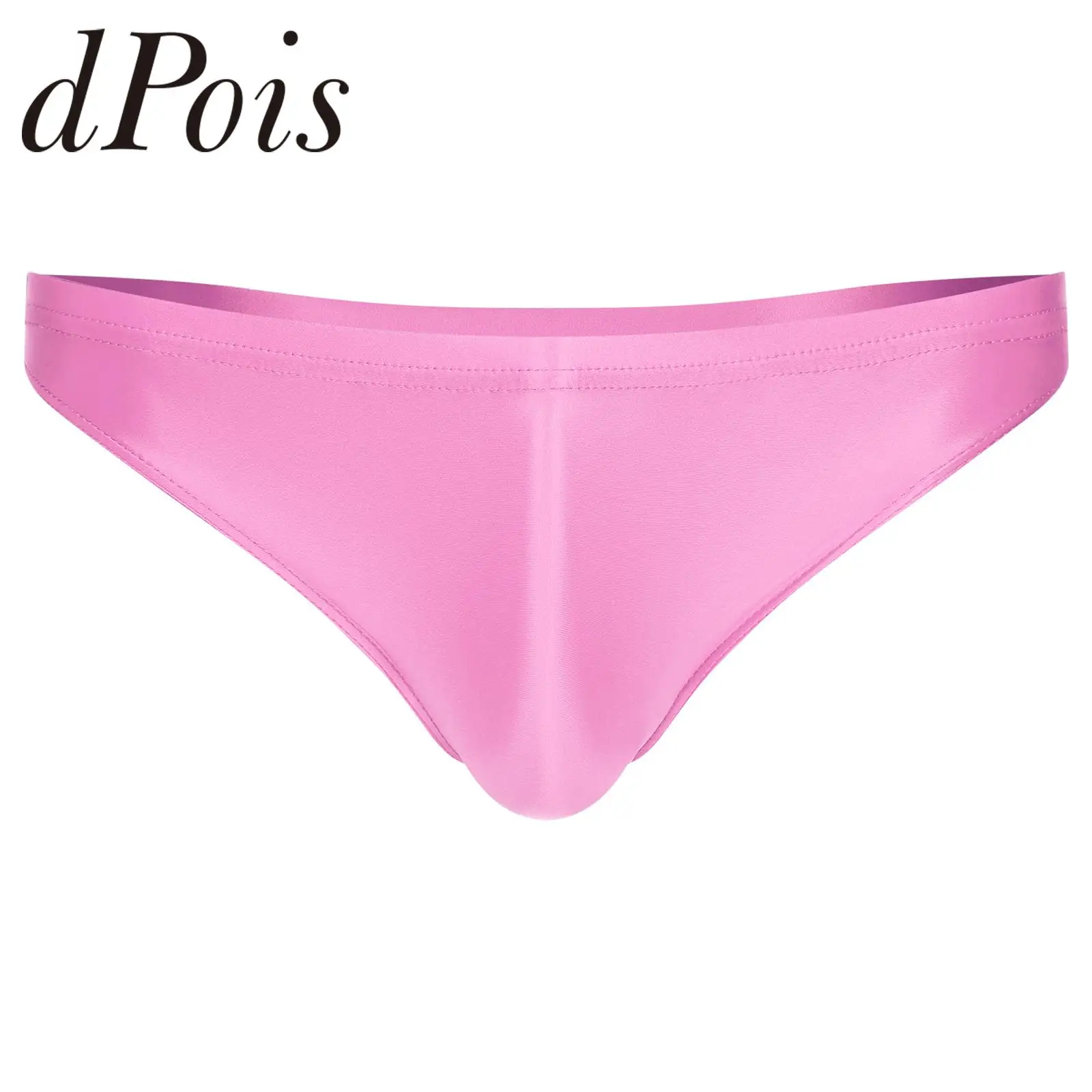 

Mens Glossy Swimsuit Low Rise Briefs Solid Color Elastic Waistband Underpants Underwear Hommes Swimwear Bathing Swimming Bottoms