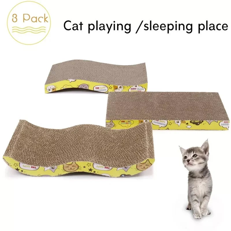 

2023New Pet Cat Furniture Cat Scratching Board 3 Different Design Cardboard Cats Scratching Mat with Catnip Scratcher for Kitten