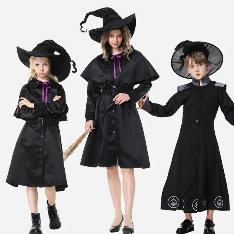 

Family Parent-Child Witch Cosplay Costume Set Halloween Witch Costume For Women Cute Kids Mardi Gras Party Shawl Cosplay Costume
