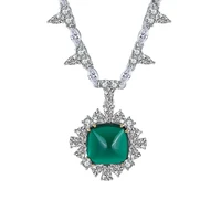 new fashion trend s925 silver inlaid 5a zircon ladies personality emerald sugar tower full diamond inlaid necklace pendant