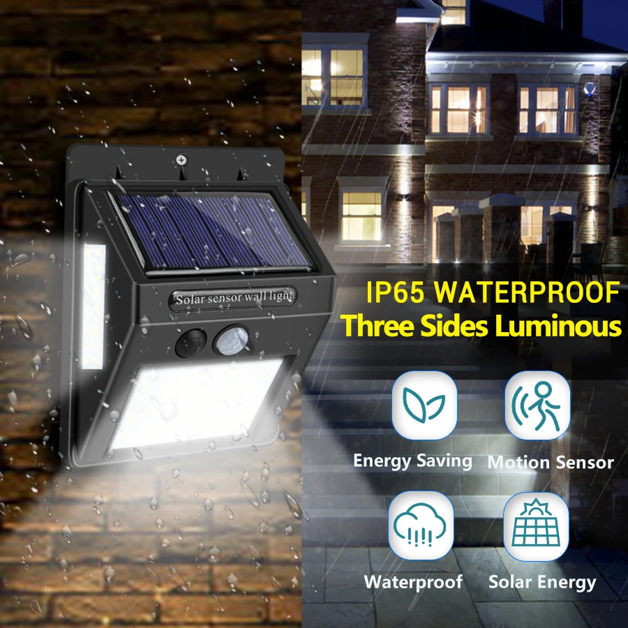 

Solar LED Light Outdoor with PIR Motion Sensor Waterproof Solar Wall Lamp Street Garden Lights Solar Powered Sunlight Spotlights