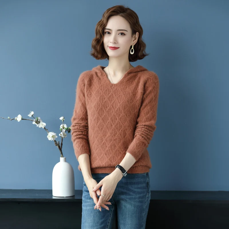 Новинка 100% натуральный норковый кашемировый свитер Женская толстовка Свободный