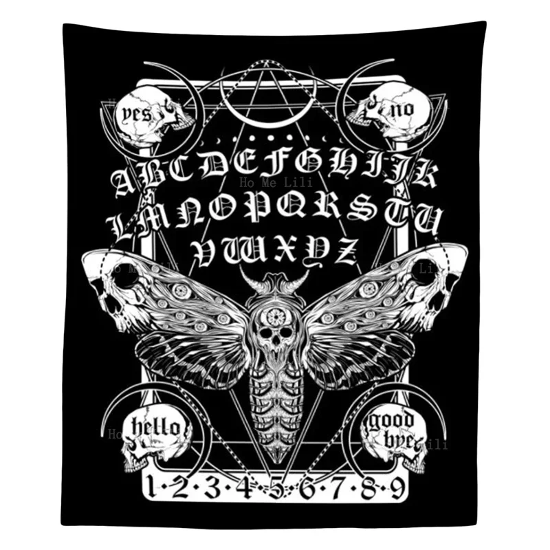 Фото Карта Таро смерти Moth Outlaw Флаг Gunslingers Логотип Stoner Art Скелет Хиппи Настенный тканевый гобелен от Ho Me Lili №5