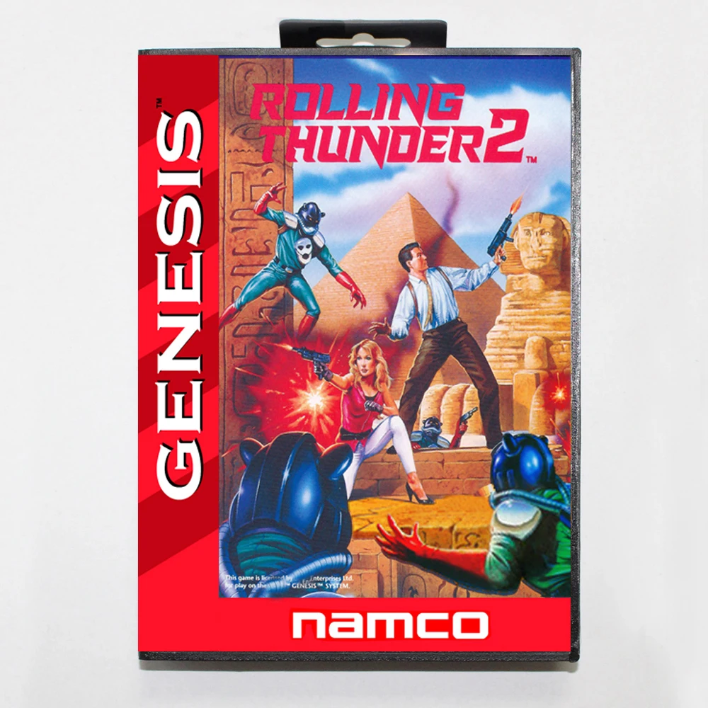 Игровая карта Rolling Thunder 2 MD с американской коробкой для 16-битной консоли Sega Megadrive