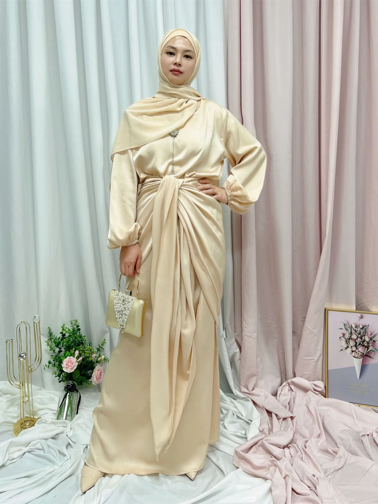 Рамадан Eid Djellaba мусульманское платье Дубай мягкая пятна Abaya Турция ислама s халат