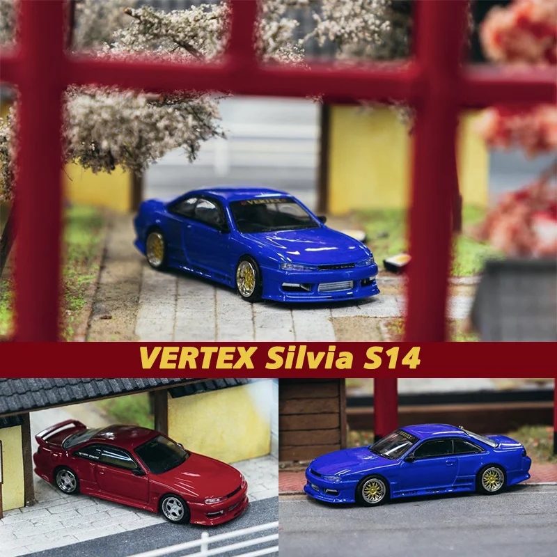 

TW 1:64 Tarmac Works VERTEX Modified Version SILVIA S14 Alloy Diorama Car Model Collection Miniature Carros Toys In Stock