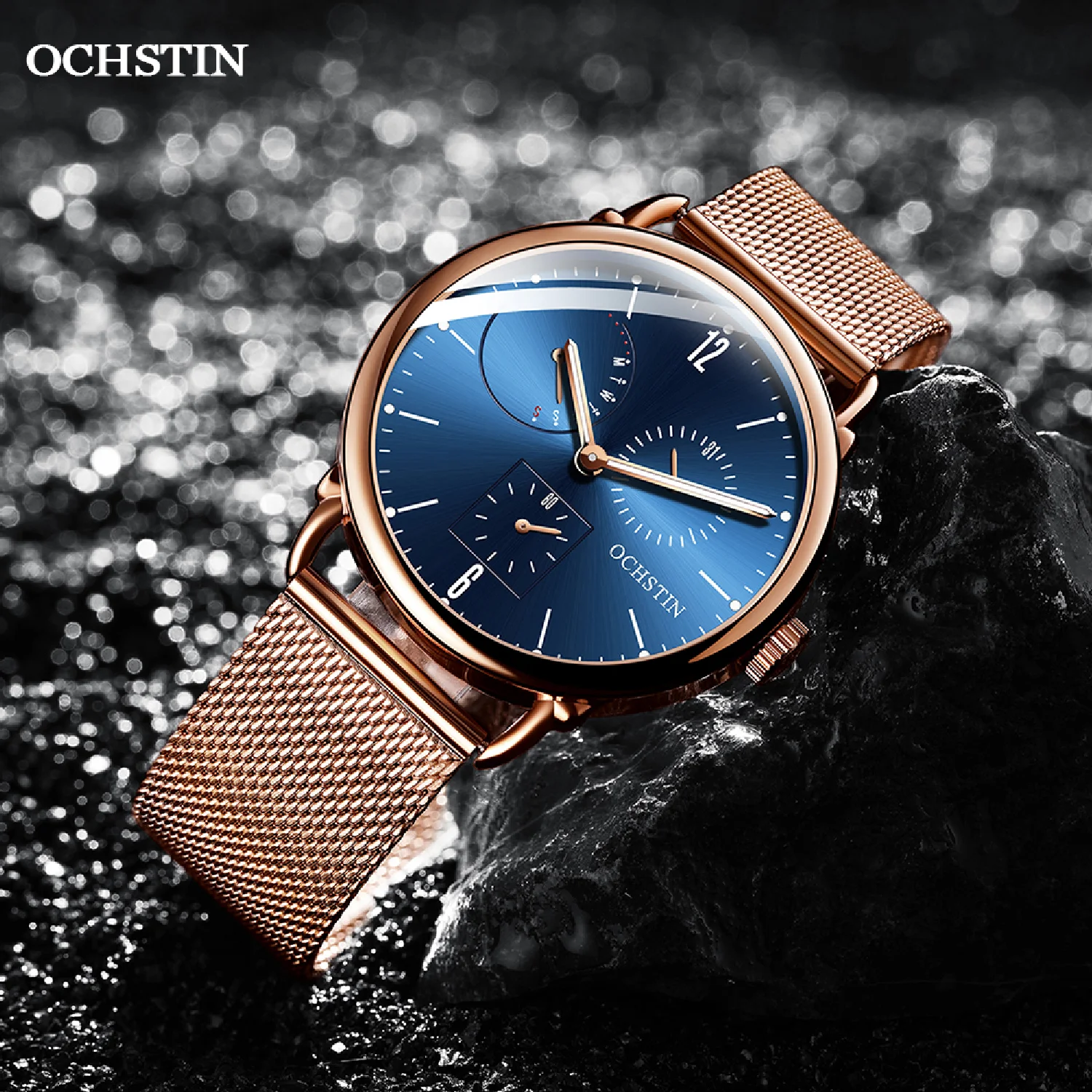 

OCHSTIN 2021 Quartz Watches Stainless Steel Strap Men��s Wristwatch Waterproof Male Quartz Clock Luxury Relogio Masculino GQ6128