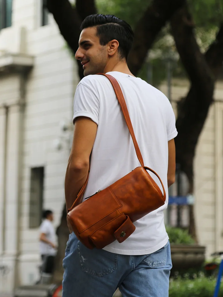 Сумки через плечо мужская нагрудная сумка сумка-мессенджер из натуральной