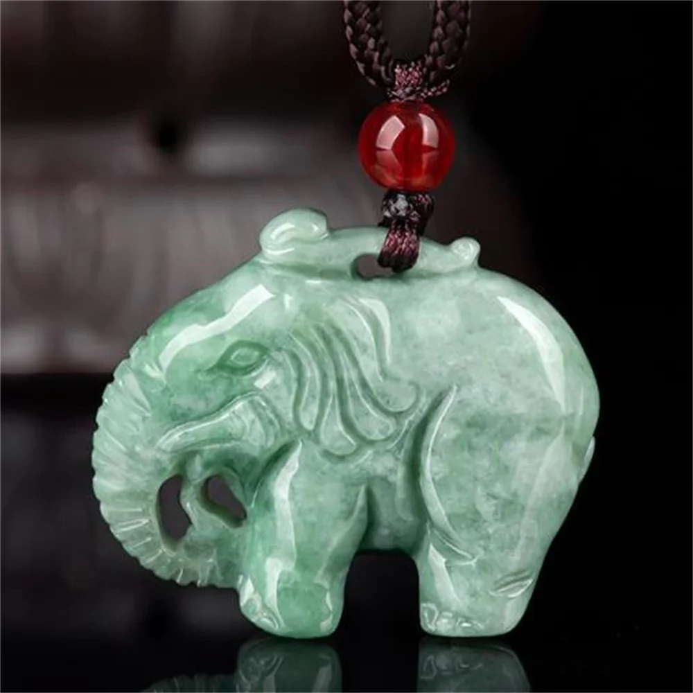 Натуральный ледяной жадеит резной китайский ручной работы милый слон амулет