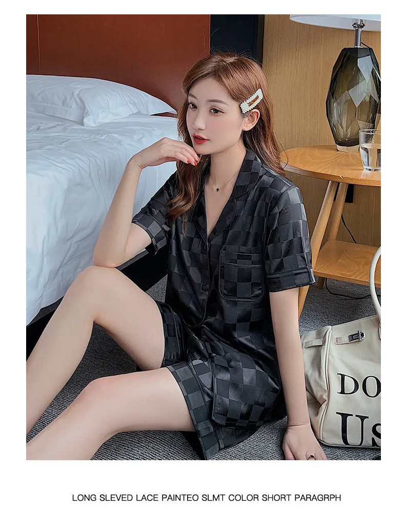 PICKBIRD 2022 new ice silk pajamas women's summer fringed flowers ins wind short-sleeved shorts thin sweet home clothes